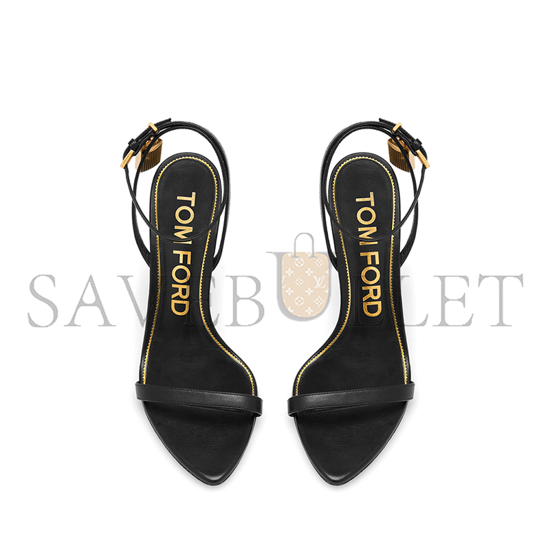 TOM FORD SHINY LEATHER PADLOCK POINTY NAKED SANDAL W2272 TOM FORD SHINY LEATHER PADLOCK POINTY NAKED SANDAL W2272
